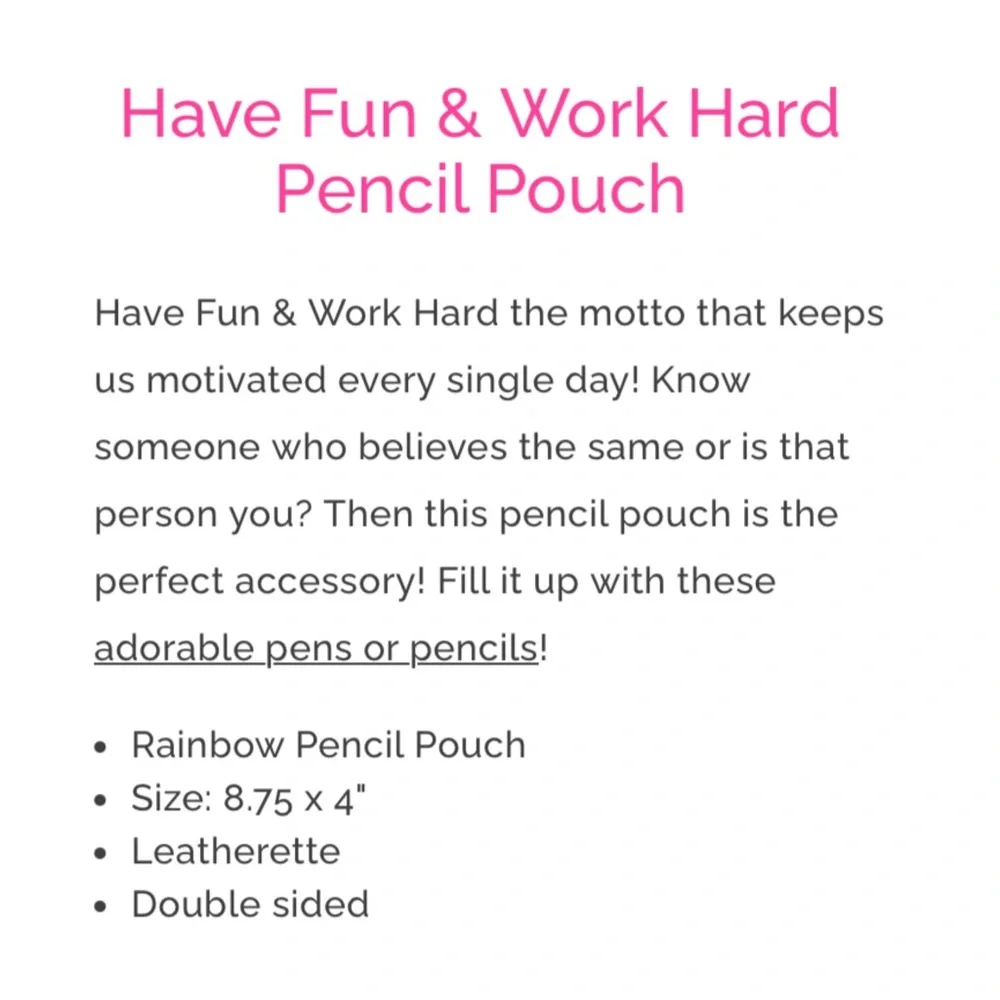 Ban.do Work Hard Have Fun Pencil Pouch